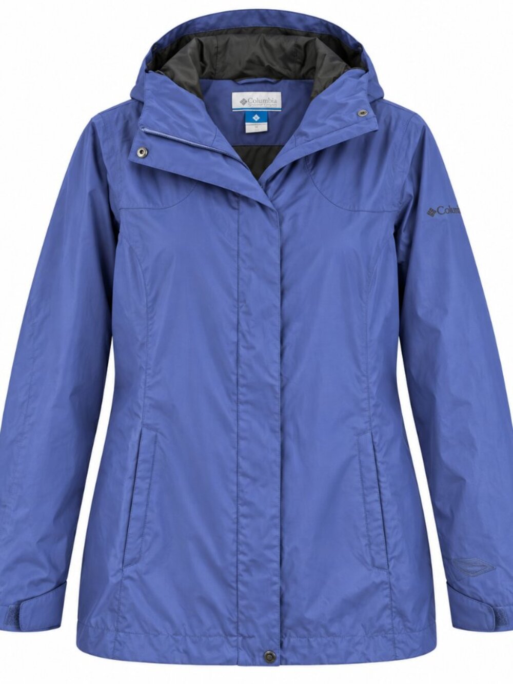Columbia Blue Hooded Nylon Shell Jacket Women M Lightweight Gorpcore